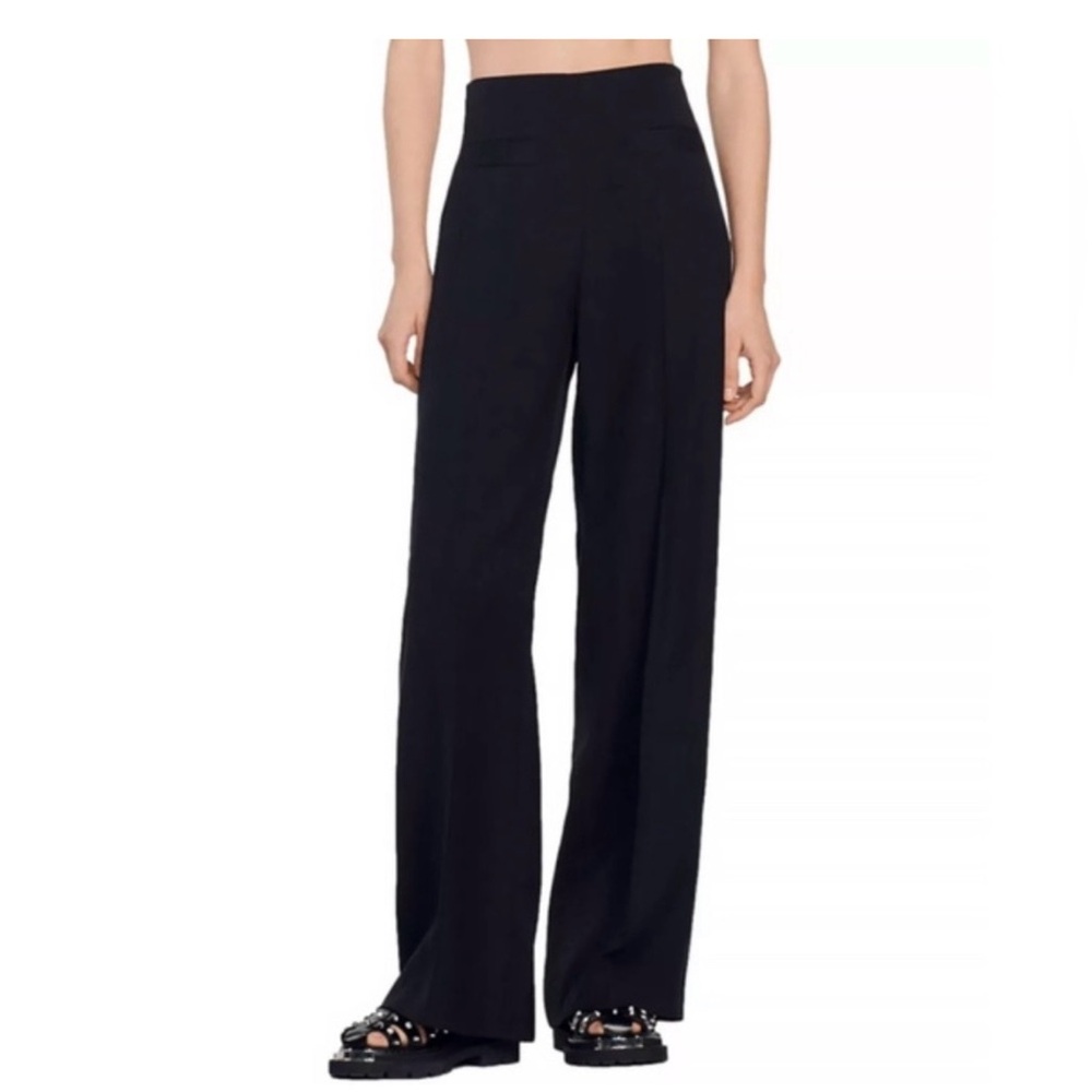 Sandro Black Enrique Wide-Leg Women's Pants